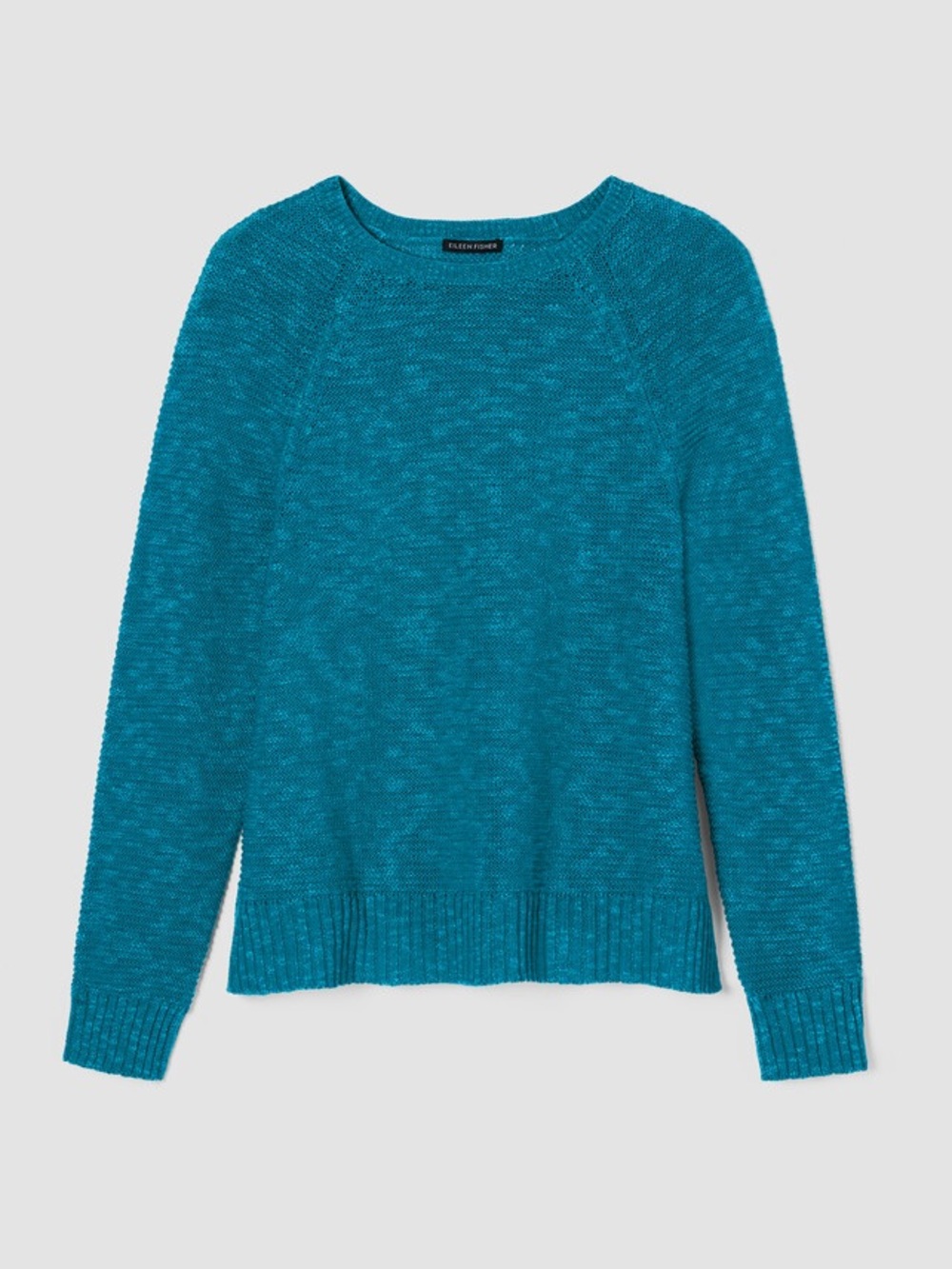 Eileen Fisher Organic Linen Cotton Slub Crew Neck Top Easy Fit, Short Length | L